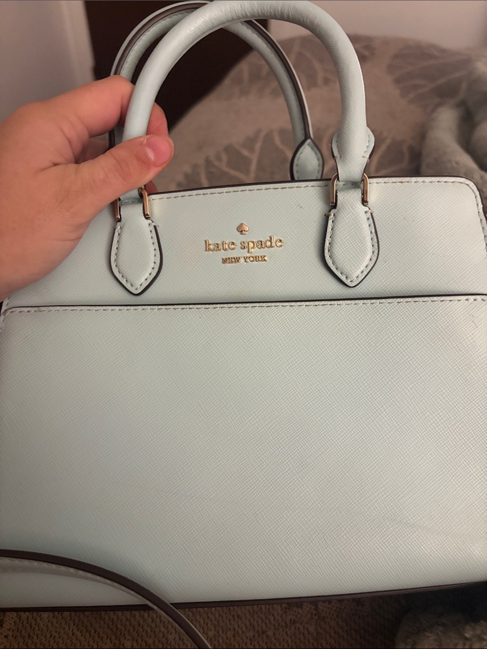 kate spade Pale Blue Leather Satchel with Gold Hardware